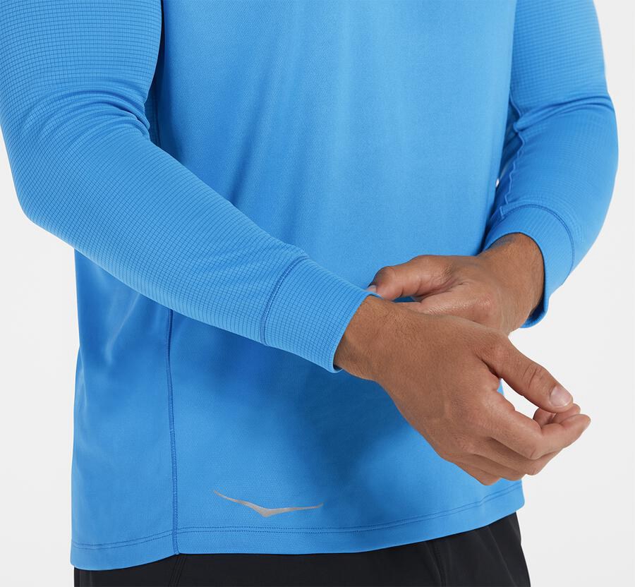 Hoka One One Top Erkek Mavi - Performance 3/4 Sleeve - NW9846052